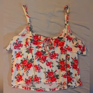 Floral Red and Whit Crop Top